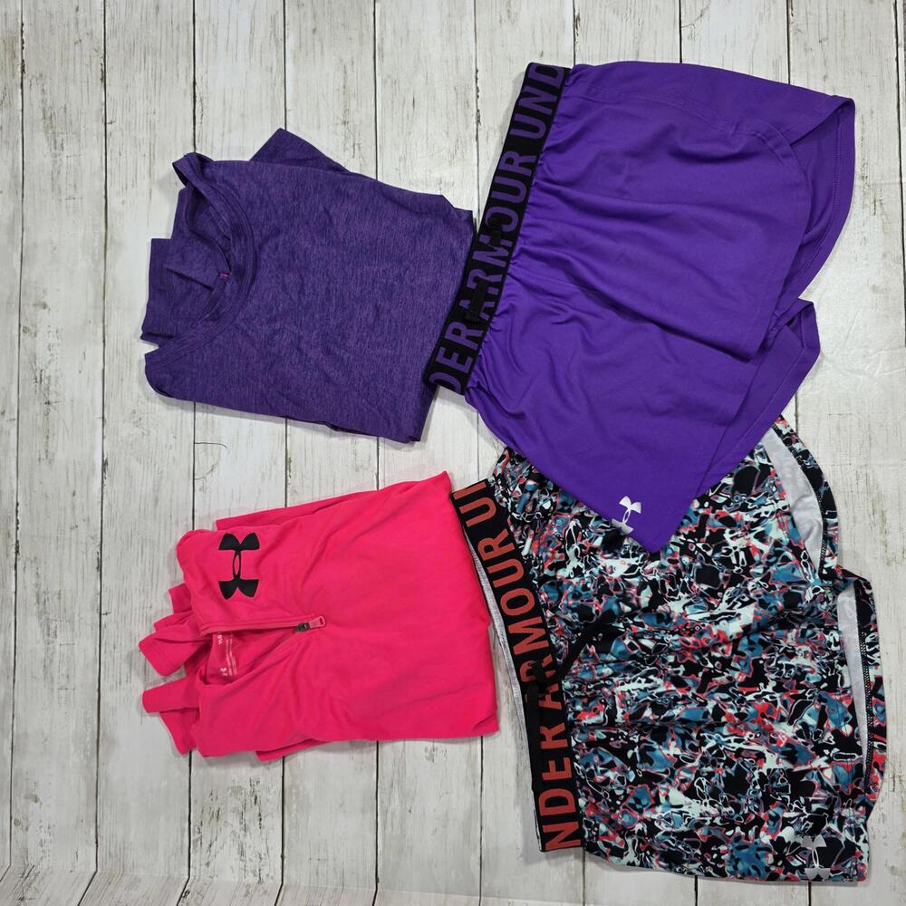 Under Armour & Reebok Girls Activewear Bundle - Hoodie and Shorts Sz Large